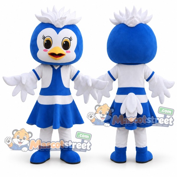 Blue Bird Mascot Costume with Blue and White Dress