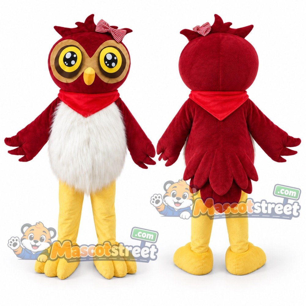 Burgundy Owl Mascot Costume