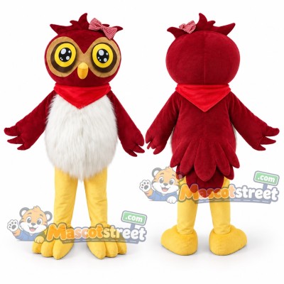 Burgundy Owl Mascot Costume