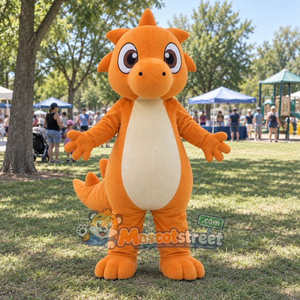 Orange Dinosaur Mascot Costume Orange Dinosaur Mascot Costume