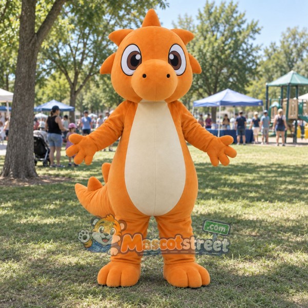 Orange Dinosaur Mascot Costume Orange Dinosaur Mascot Costume