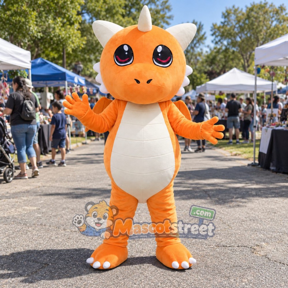 Orange Dragon Mascot Costume Orange Dragon Mascot Costume