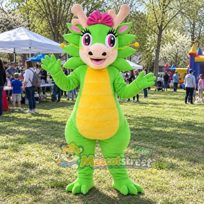 Green Dragon Mascot Costume Green Dragon Mascot Costume
