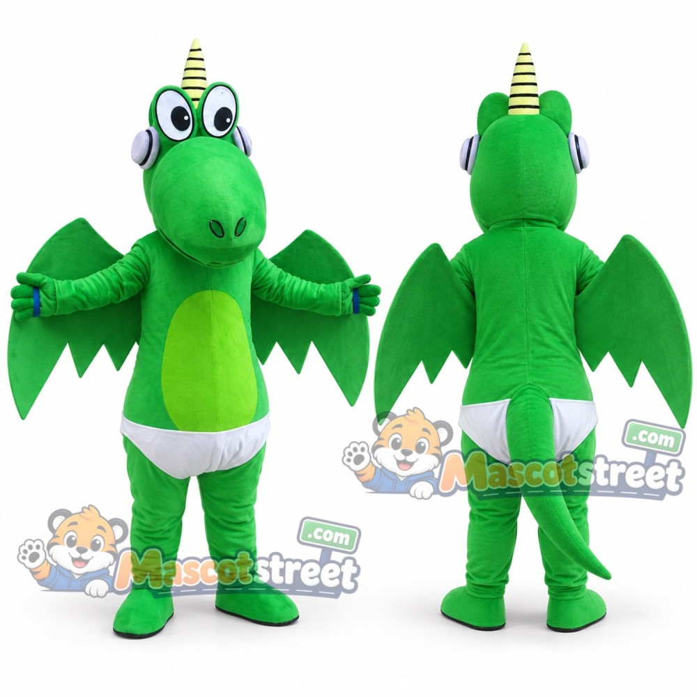 Green Dragon Mascot Costume with White Shorts Green Dragon Mascot Costume with White Shorts