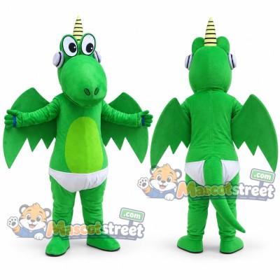 Green Dragon Mascot Costume with White Shorts Green Dragon Mascot Costume with White Shorts