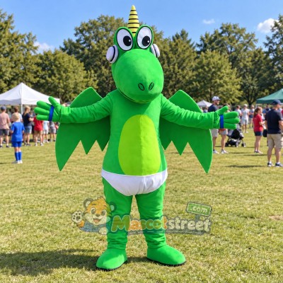 Green Dragon Mascot Costume with White Shorts