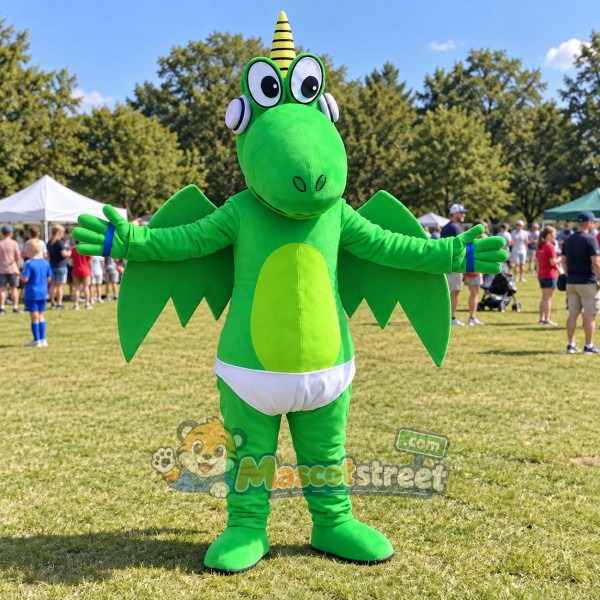 Green Dragon Mascot Costume with White Shorts