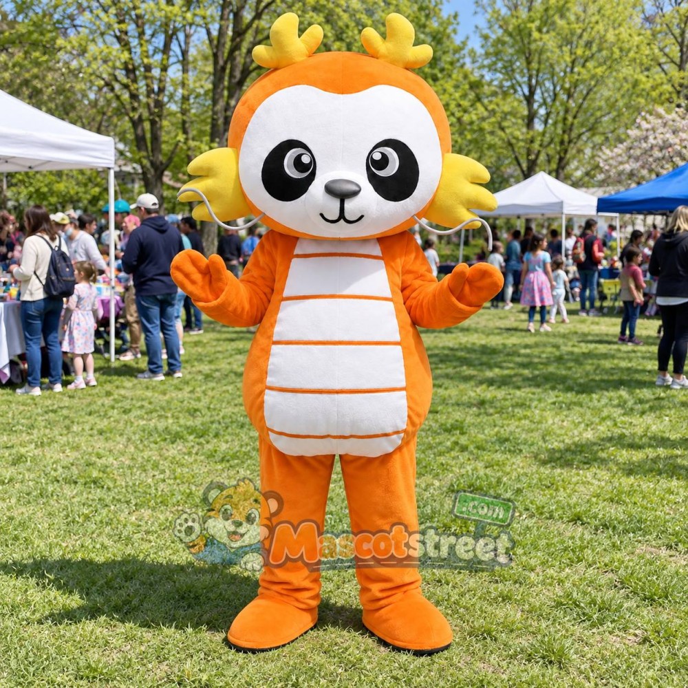 Orange Panda Dragon Mascot Costume Orange Panda Dragon Mascot Costume