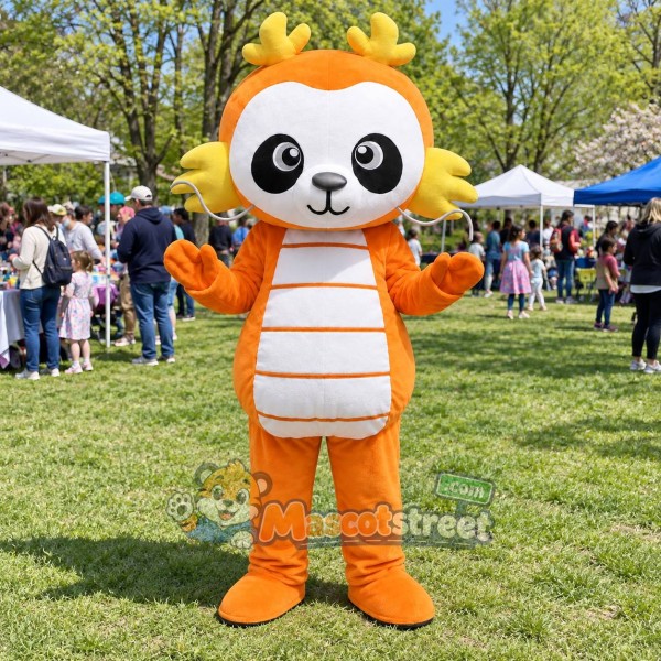Orange Panda Dragon Mascot Costume
