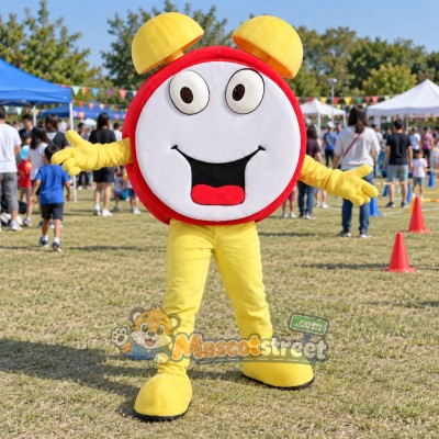 Red Alarm Clock Mascot Costume Red Alarm Clock Mascot Costume
