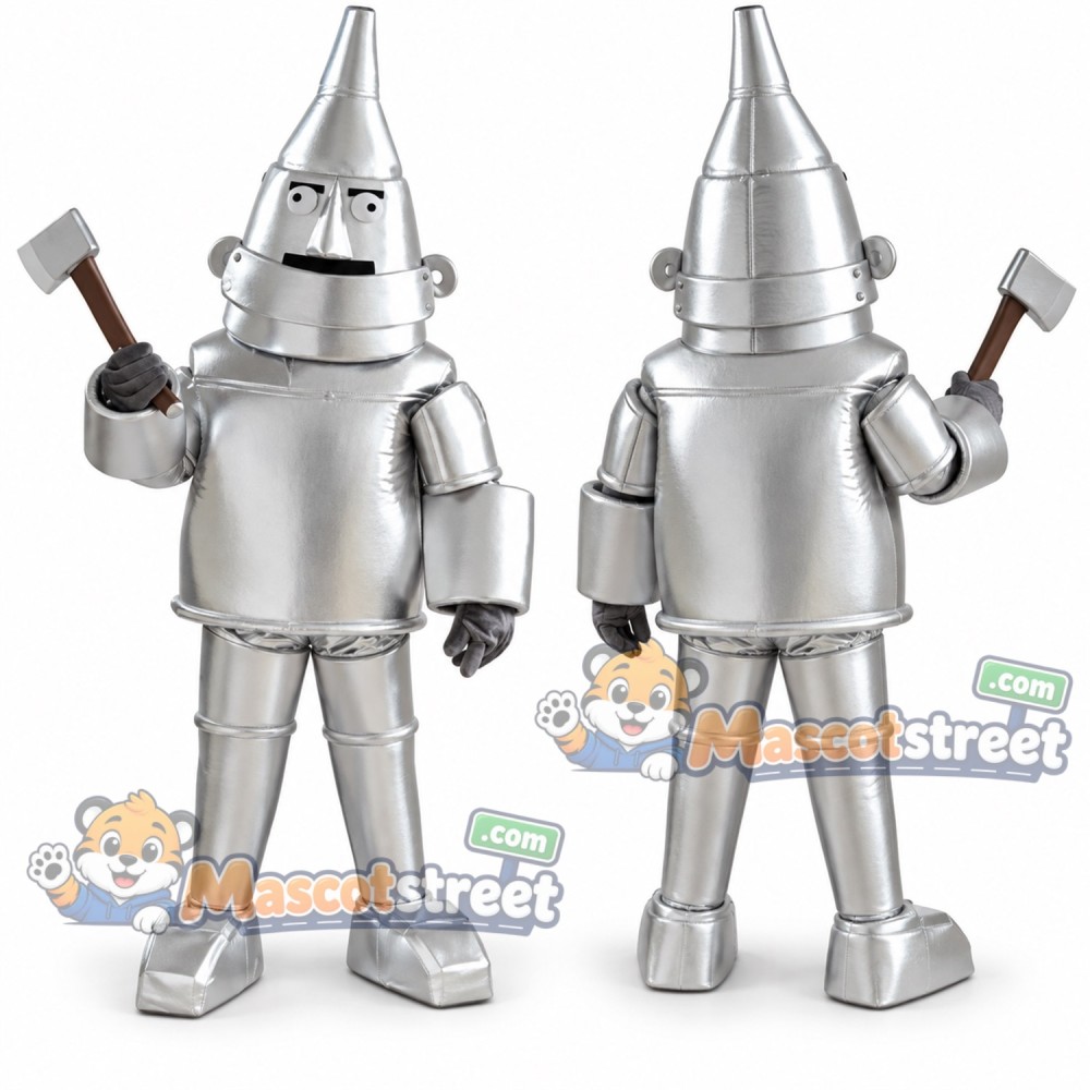 Silver Tin Man Mascot Costume Silver Tin Man Mascot Costume