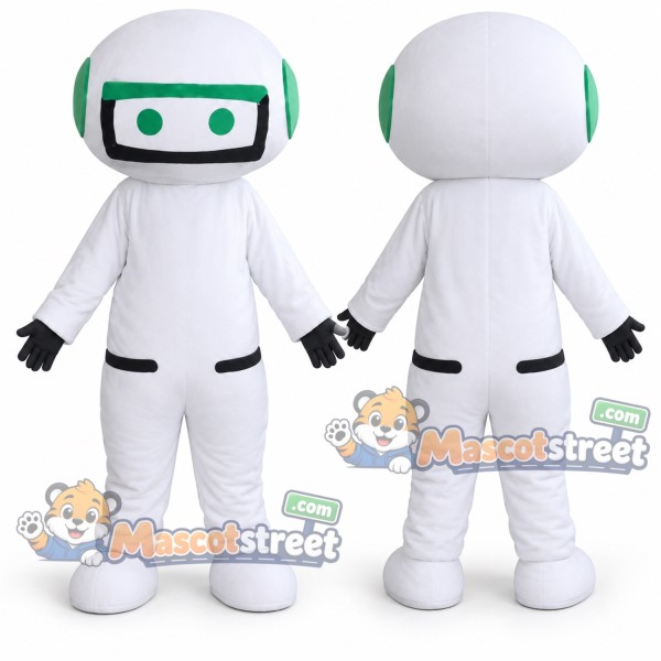 White and Green Robot Mascot Costume