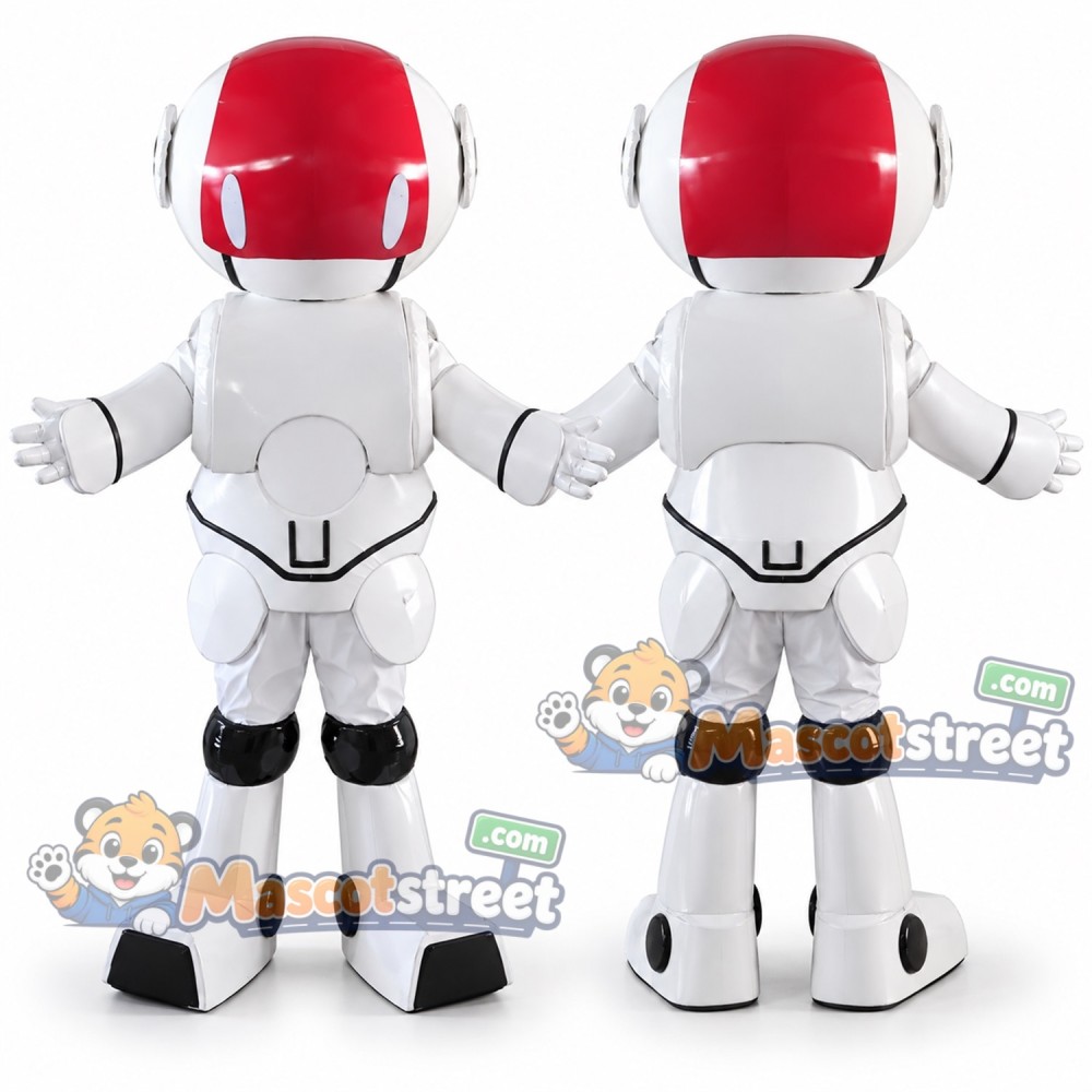 White and Red Robot Mascot Costume White and Red Robot Mascot Costume