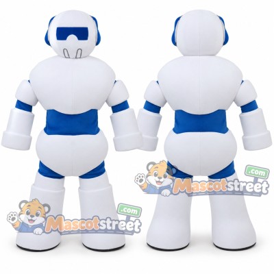 White and Blue Robot Mascot Costume White and Blue Robot Mascot Costume
