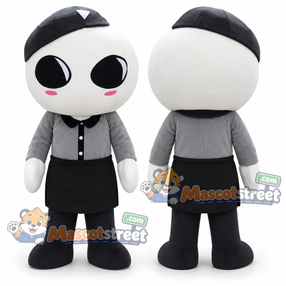 Black Eyed Alien Mascot Costume with Gray Shirt and Black Shorts Black Eyed Alien Mascot Costume with Gray Shirt and Black Shorts