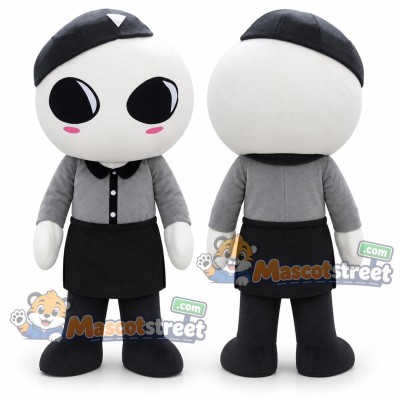 Black Eyed Alien Mascot Costume with Gray Shirt and Black Shorts Black Eyed Alien Mascot Costume with Gray Shirt and Black Shorts