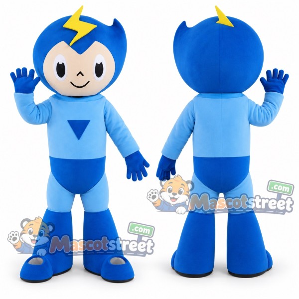 Blue Superhero Mascot Costume