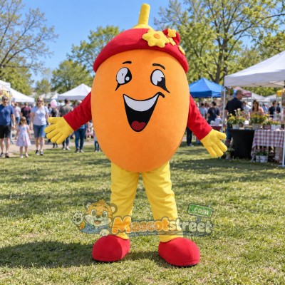 Orange Fruit Mascot Costume with Red Cap