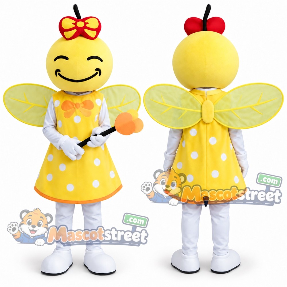 Yellow Bee Mascot Costume with Yellow Polka Dot Dress Yellow Bee Mascot Costume with Yellow Polka Dot Dress