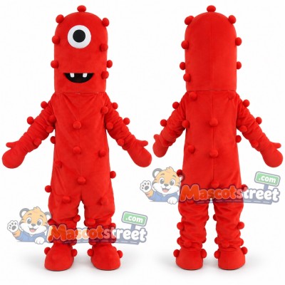 Red One Eyed Germ Monster Mascot Costume