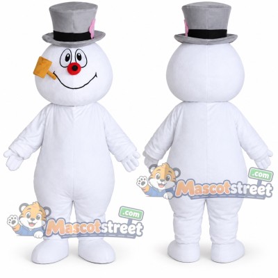 Snowman Mascot Costume with Gray Top Hat Snowman Mascot Costume with Gray Top Hat