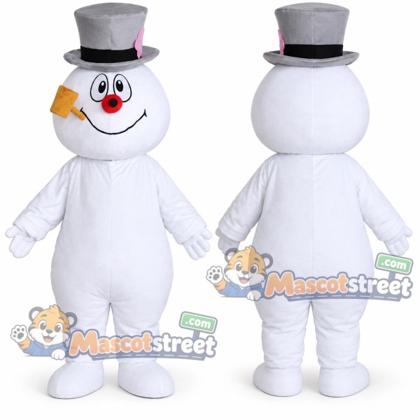 Snowman Mascot Costume with Gray Top Hat