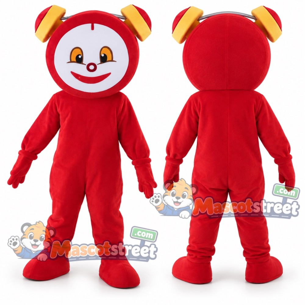 Red Alarm Clock Mascot Costume Red Alarm Clock Mascot Costume