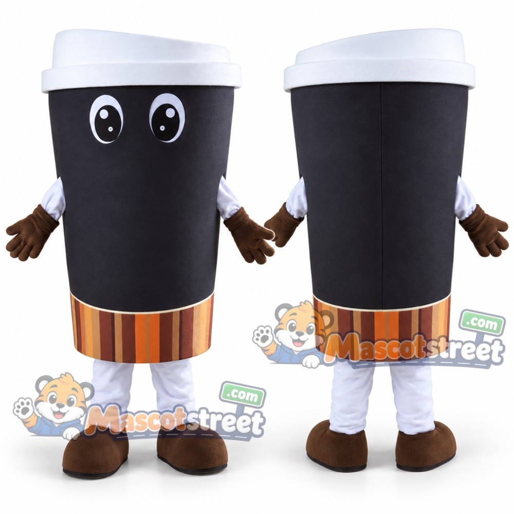 Black Drink Cup Mascot Costume Black Drink Cup Mascot Costume