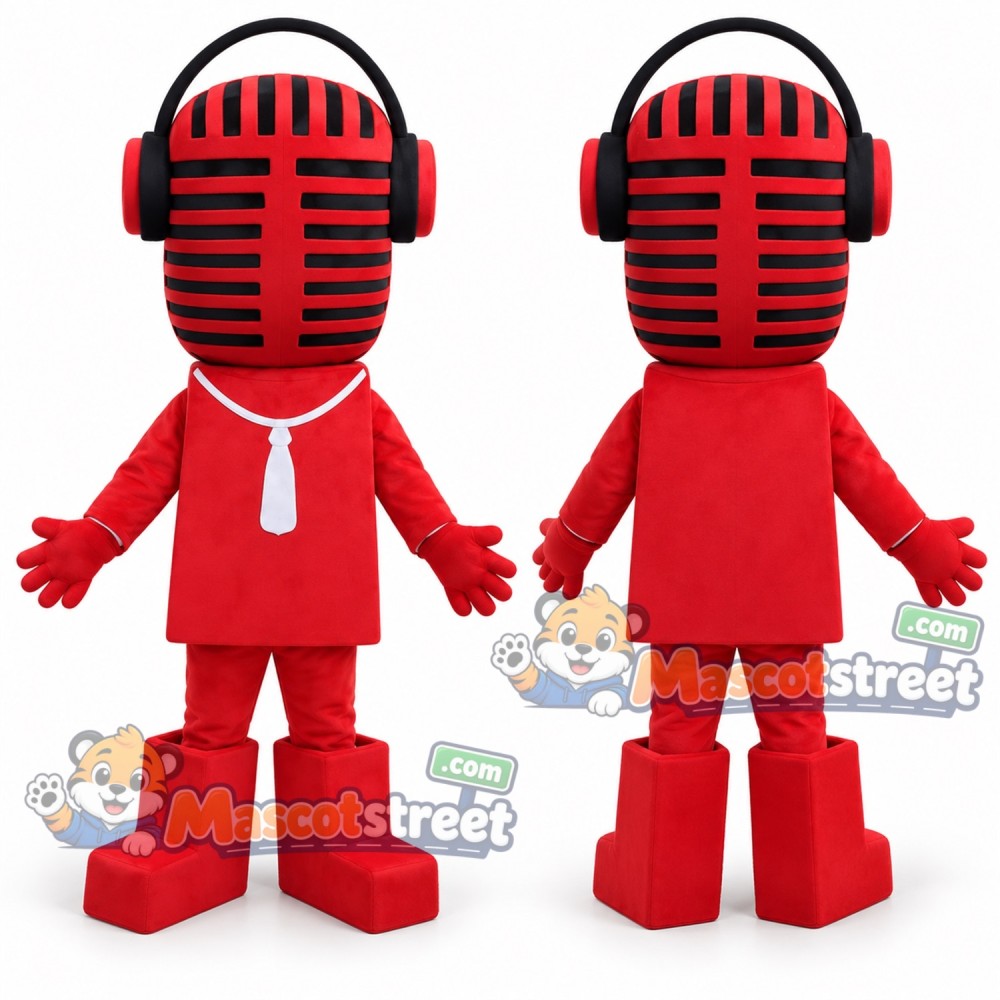 Red Microphone Mascot Costume Red Microphone Mascot Costume
