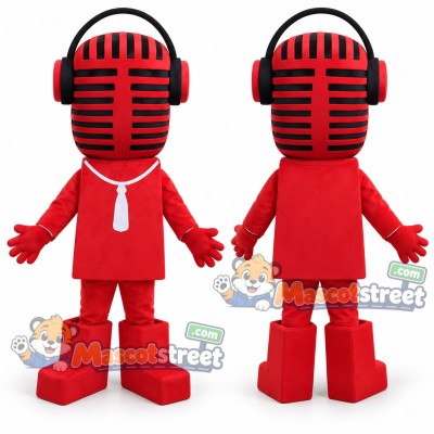 Red Microphone Mascot Costume Red Microphone Mascot Costume