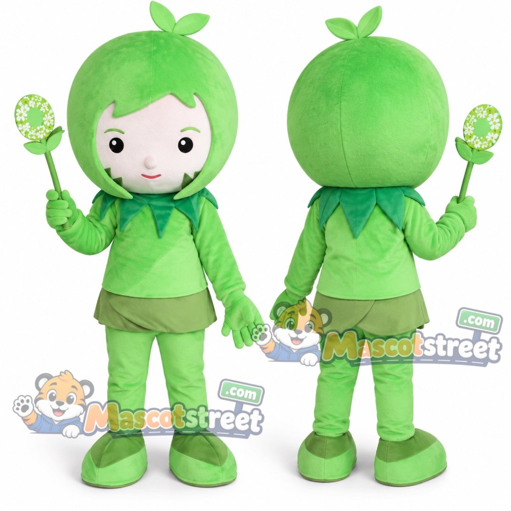 Green Fruit Girl Mascot Costume with Green Outfit Green Fruit Girl Mascot Costume with Green Outfit