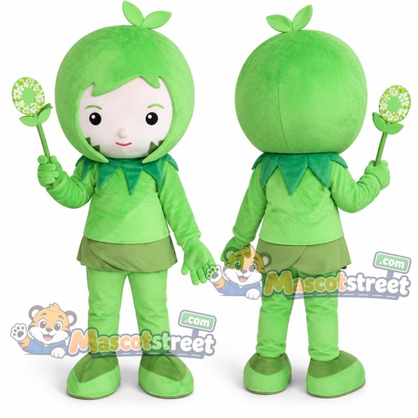 Green Fruit Girl Mascot Costume with Green Outfit