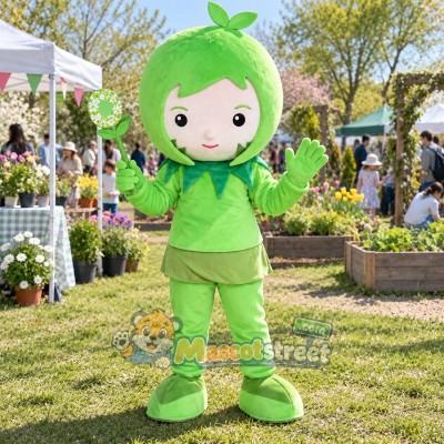 Green Fruit Girl Mascot Costume with Green Outfit
