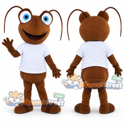 Brown Ant Mascot Costume with White Shirt