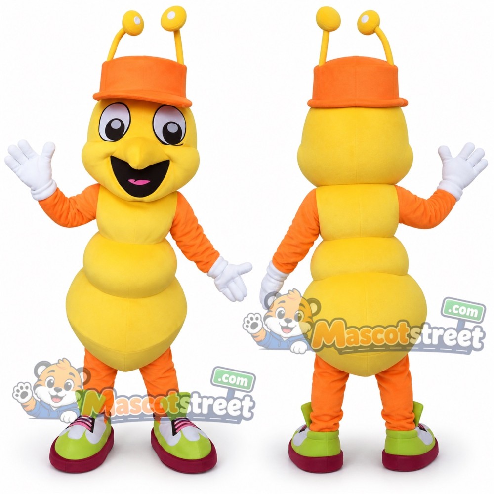 Yellow Ant Mascot Costume with Orange Hat Yellow Ant Mascot Costume with Orange Hat