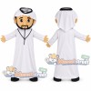 Mustached Man Mascot Costume with White Robe and White Headscarf