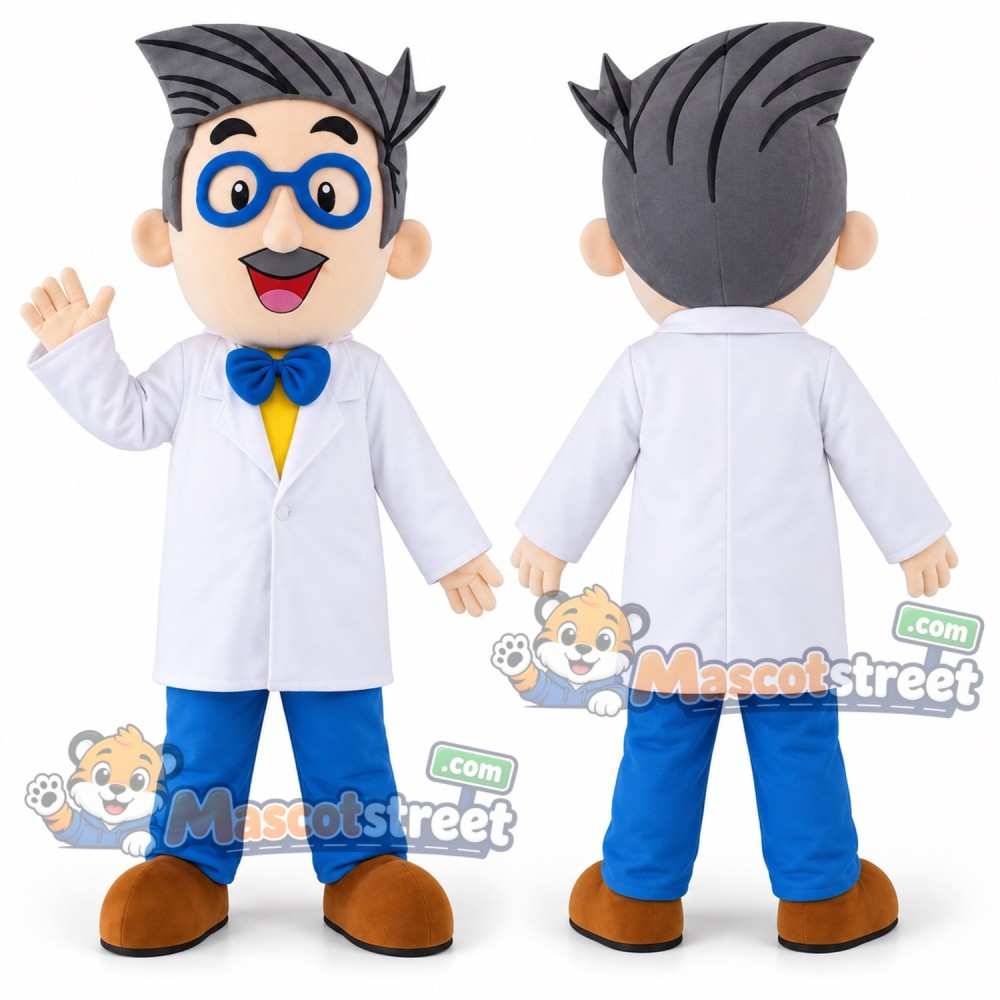 Doctor Mascot Costume with White Coat and Blue Pants