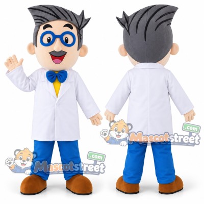 Doctor Mascot Costume with White Coat and Blue Pants