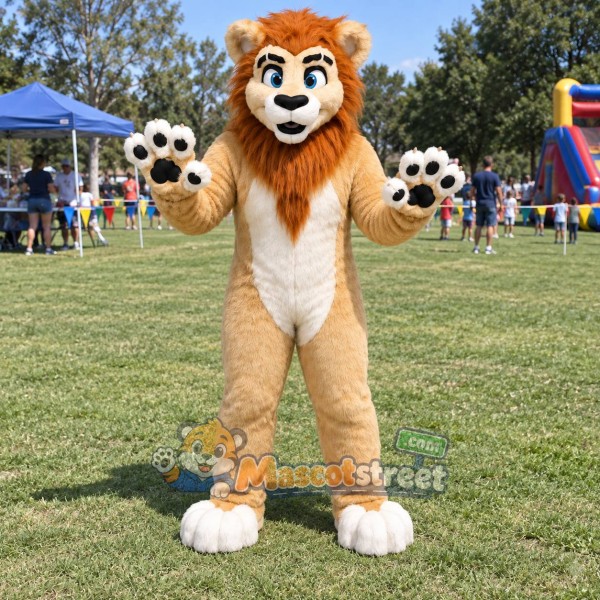 Tan Lion Mascot Costume