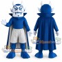 Blue Devil Mascot Costume with Blue Cape and Gray Shorts
