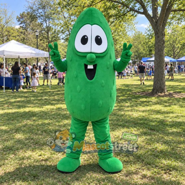 Green Cucumber Mascot Costume Green Cucumber Mascot Costume