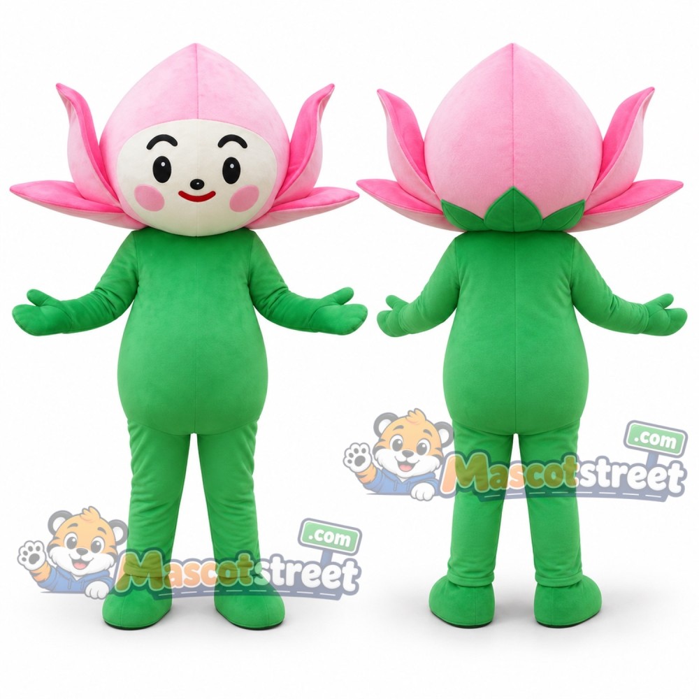 Pink Lotus Flower Mascot Costume Pink Lotus Flower Mascot Costume