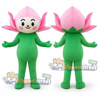 Pink Lotus Flower Mascot Costume Pink Lotus Flower Mascot Costume