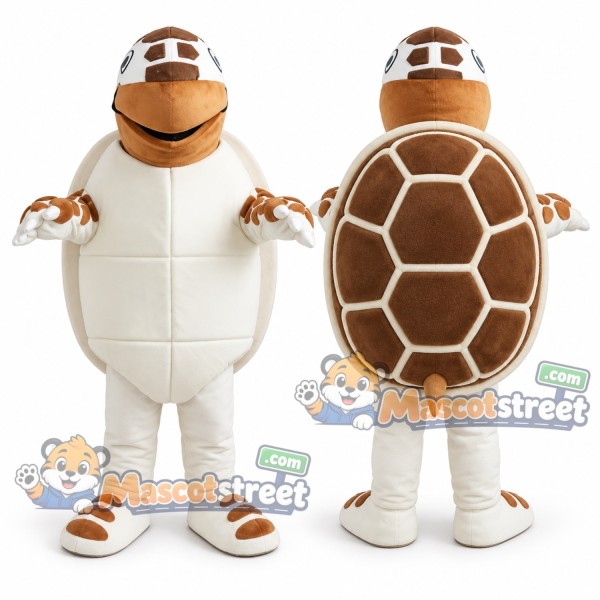 Brown and Cream Turtle Mascot Costume
