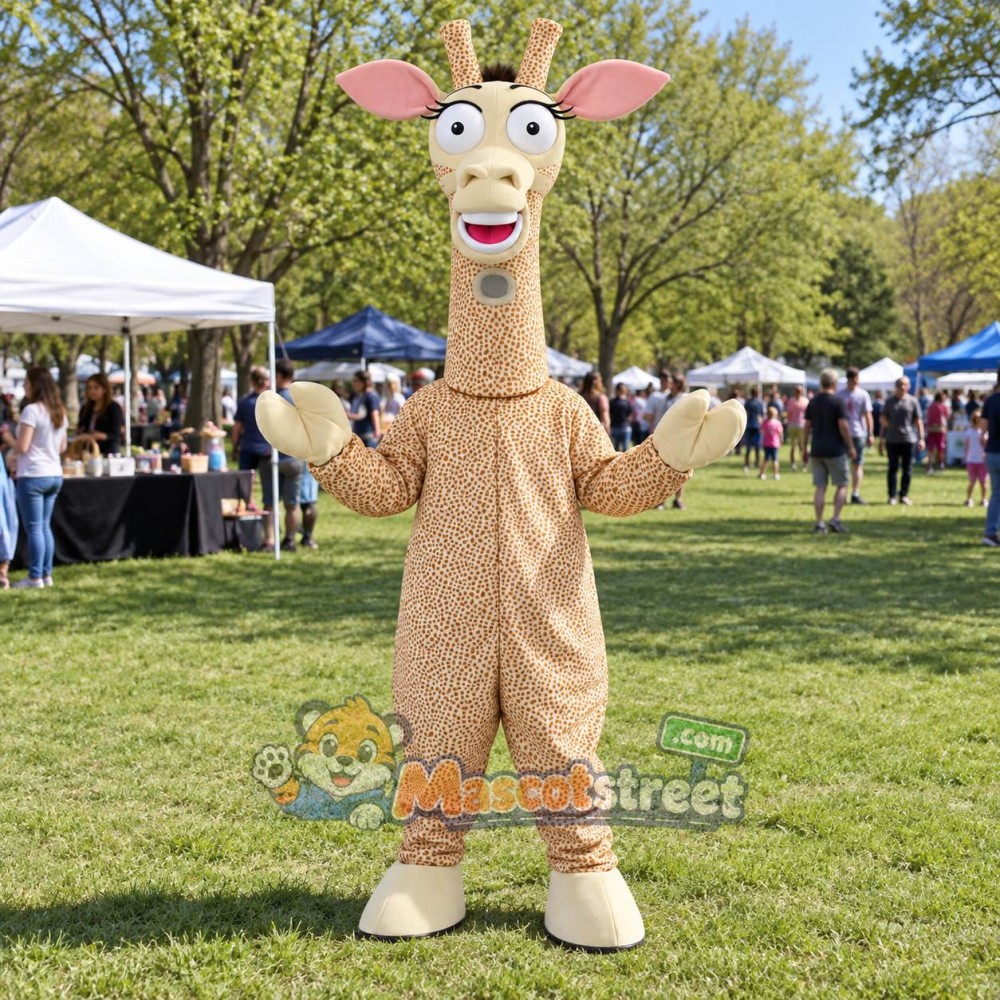 Tan Giraffe Mascot Costume Tan Giraffe Mascot Costume
