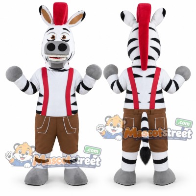 Zebra Mascot Costume with Brown Shorts Zebra Mascot Costume with Brown Shorts