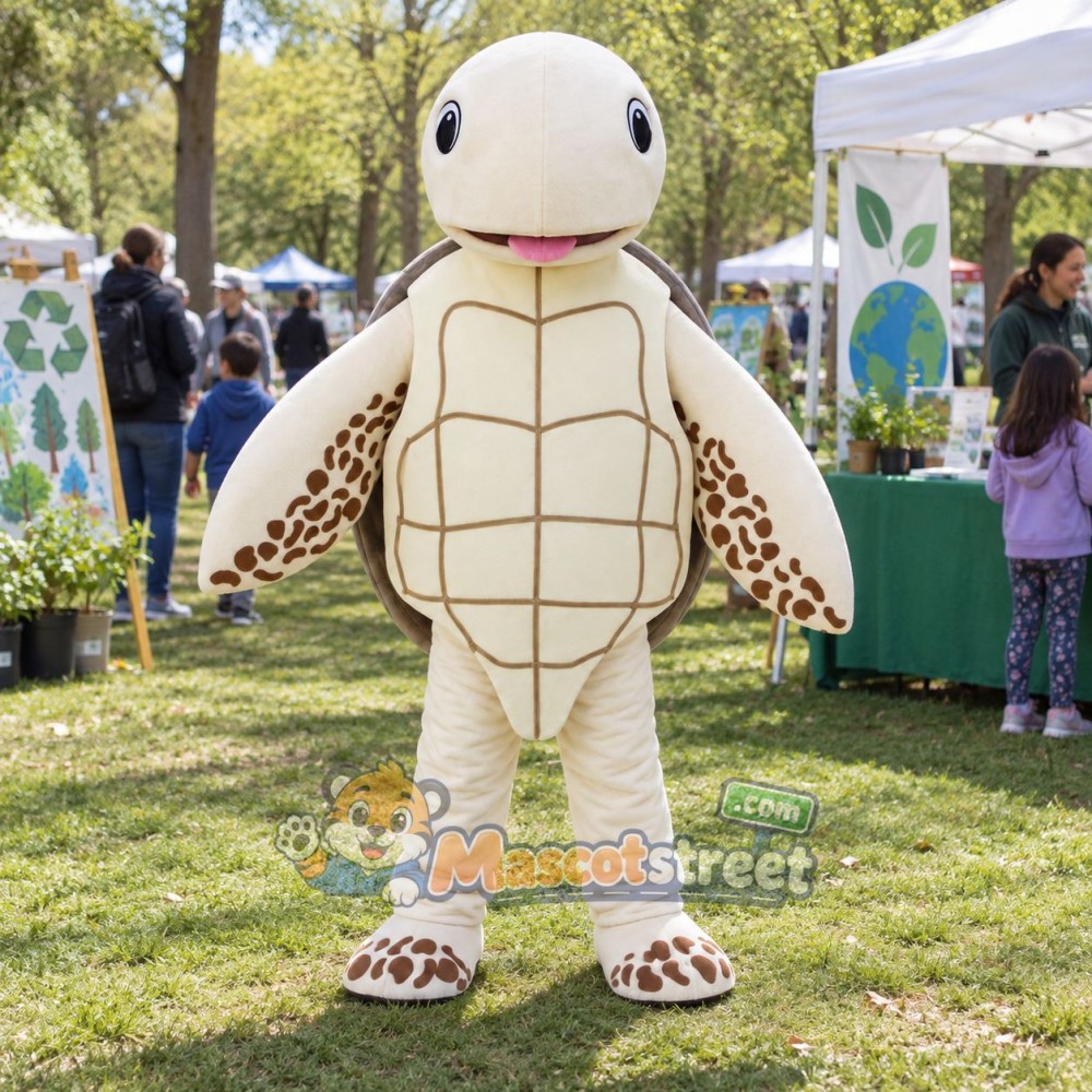 Cream Sea Turtle Mascot Costume
