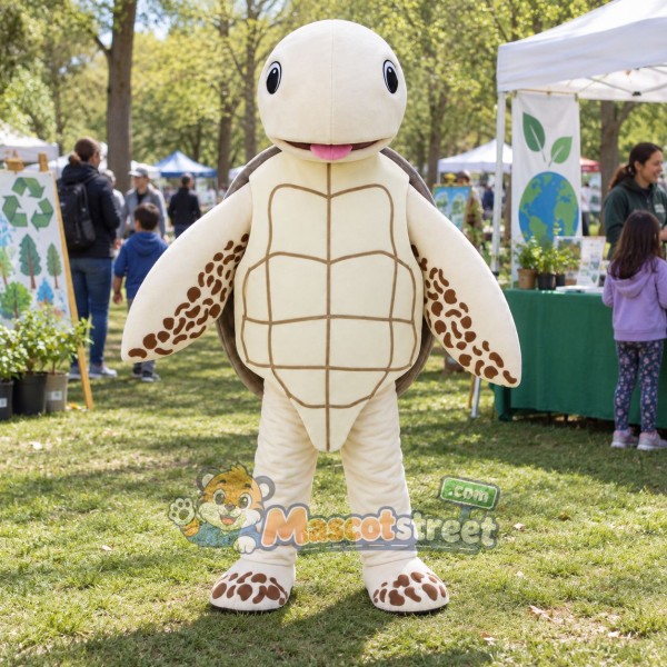 Cream Sea Turtle Mascot Costume