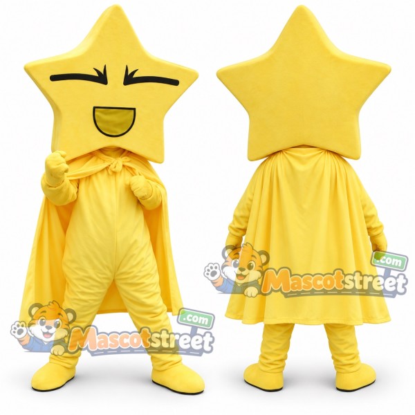 Yellow Star Superhero Mascot Costume with Yellow Cape