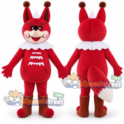 Red Fox Mascot Costume with Red Tunic with White Collar Red Fox Mascot Costume with Red Tunic with White Collar